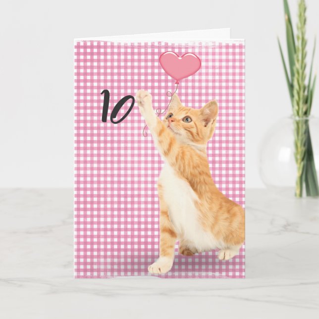Carte chat tabby pour 10 ans (Devant)
