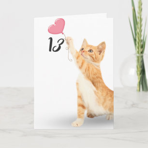 Carte Chat tabby pour 13e anniversaire