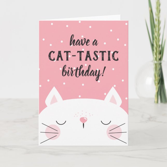 Carte Chat Tastic Anniversaire Blanc Kitten (Devant)