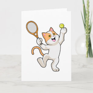 Carte Chat Tennis avec raquette de tennis
