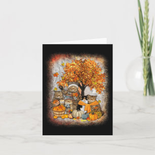 Carte Chat Thanksgiving Citrouille Automne Halloween Cha