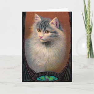 Carte chat vintage illustration art nouveau élégant