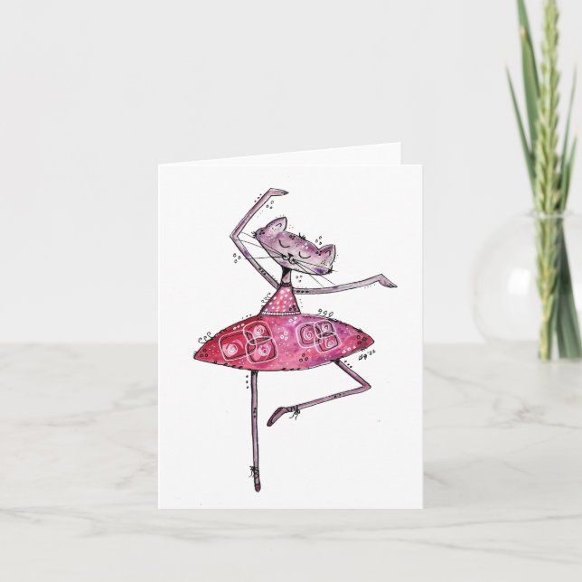 Carte Chat Whimsical Dancing Cute (Devant)