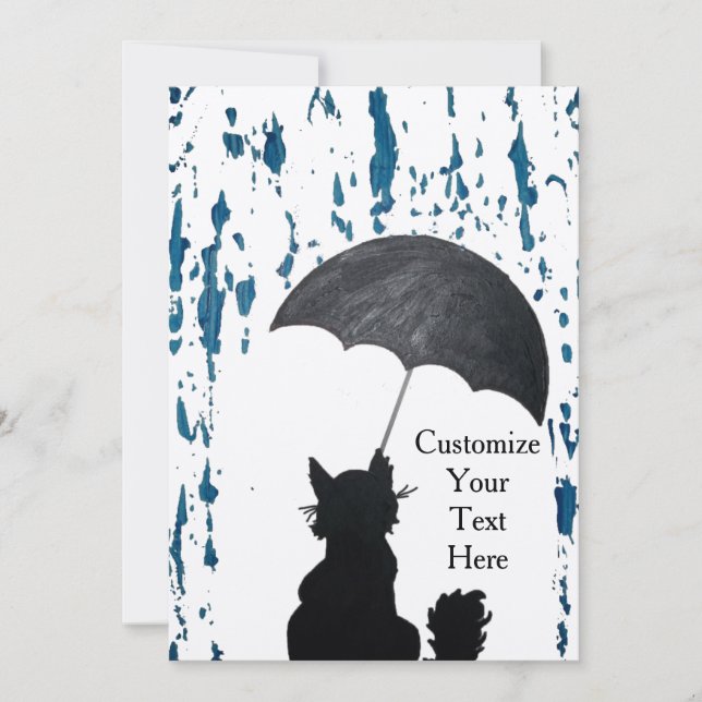 Carte Chat Whimsical dans la pluie (Devant)