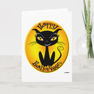 Carte Chat Whimsical Halloween Happy