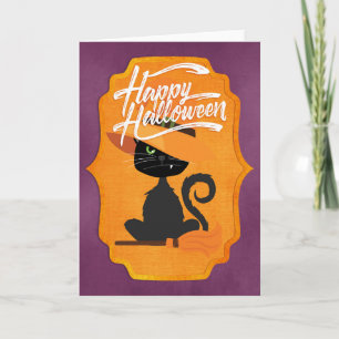 Carte Chat Witch Halloween heureux