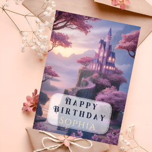 Carte Château de Princesse Rose Anniversaire