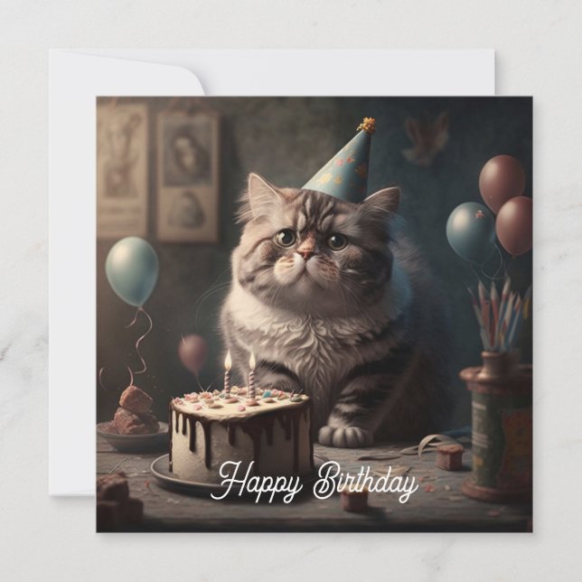 Carte Chateau moelleux mignon avec gâteau d'anniversaire (Devant)