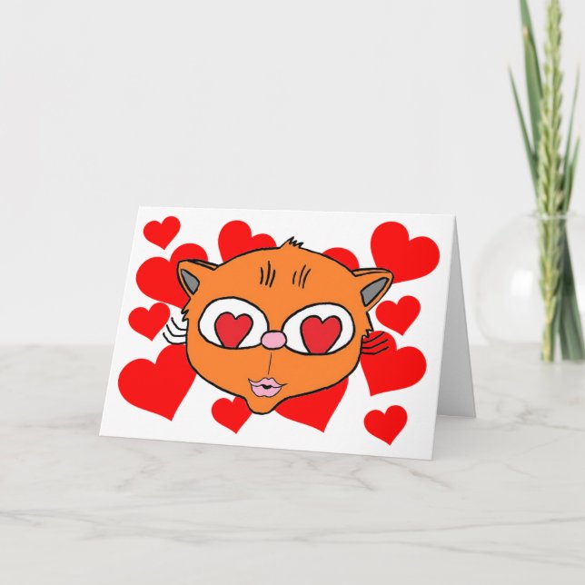 Carte Chaton aux lèvres pincées intérieur blanc avec des (Devant)
