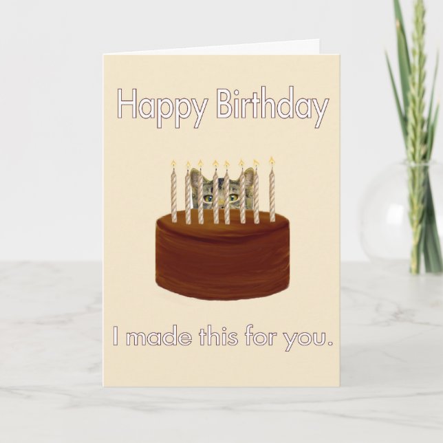 Carte chaton d'anniversaire au chocolat (Devant)