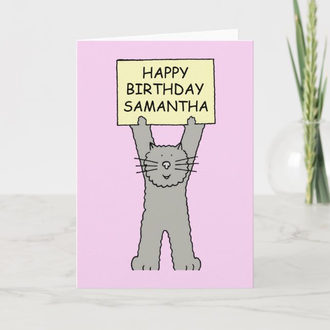 Carte Chaton de bande dessinée de Samantha de joyeux (Devant)