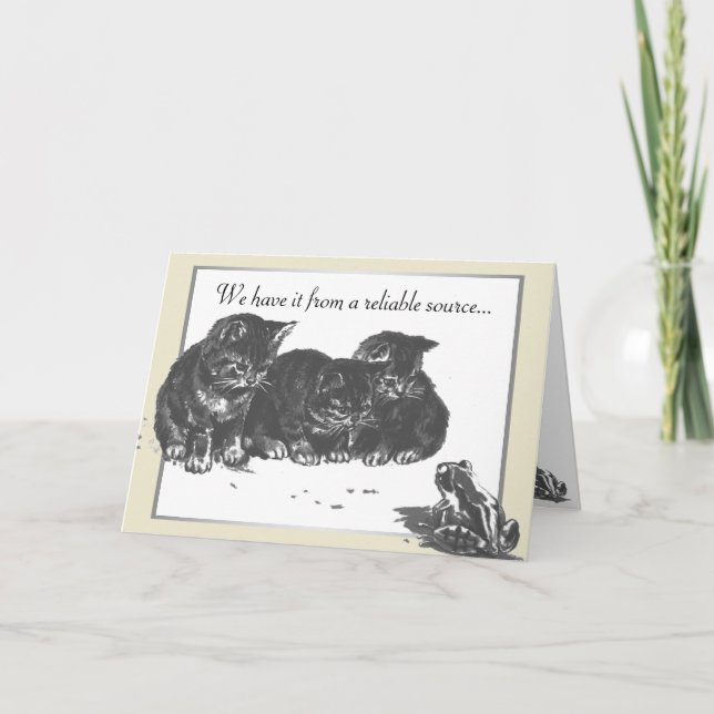 Carte Chaton Grenouille Anniversaire (Devant)