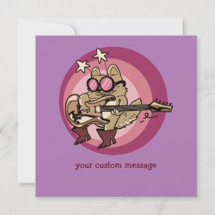 Carte chaton jouant de la guitare drôle dessin animé
