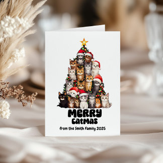 Carte Chats Amusants Avec Chapeaux De Père Noël Festif A