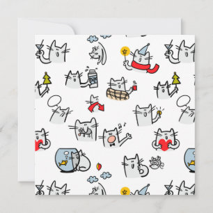 Carte Chats amusants, lait et magie.
