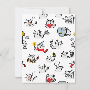 Carte Chats amusants, lait et magie.