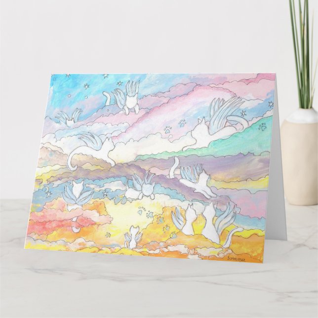 Carte Chats anges au paradis, perte d'animaux de compagn (Devant)