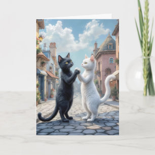 Carte Chats Anniversaires Dansant Sur Cobblestone Street