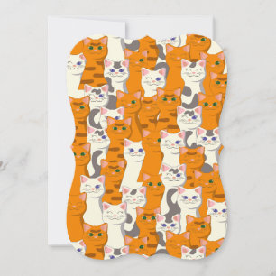 Carte Chats blancs et gingembre motif yeux verts yeux bl