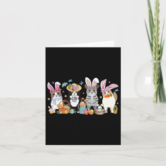 Carte Chats Bunny Eilles Pâques (Devant)