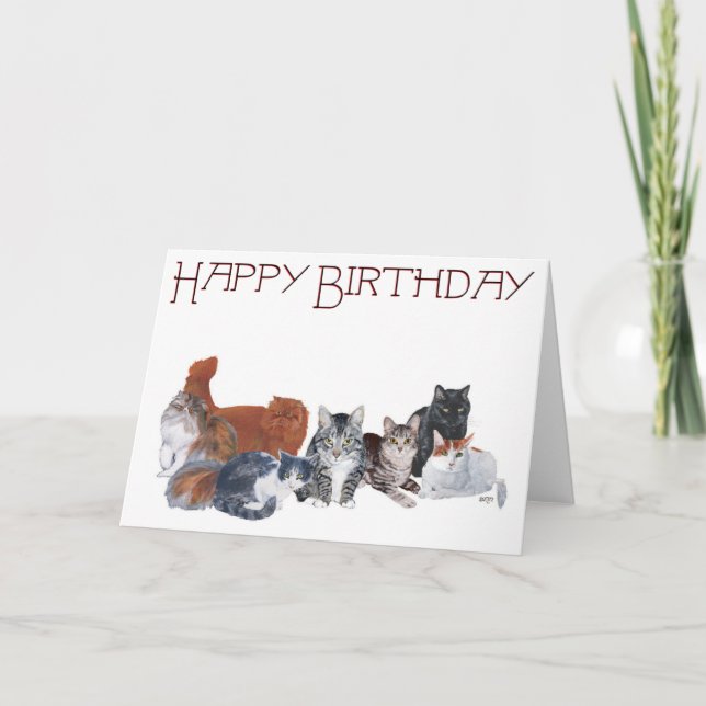 Carte Chats d'anniversaire heureux (Devant)