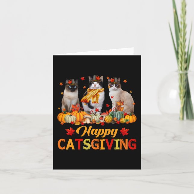 Carte Chats de Catsgiving Siamese Chat Automne Fall Vibe (Devant)