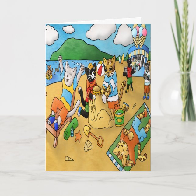 Carte Chats de plage d'été (Devant)