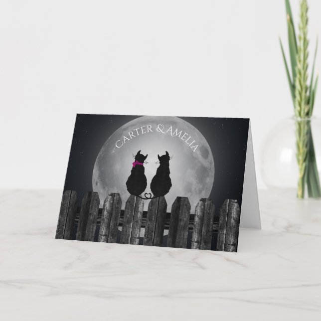 Carte Chats en clair de lune avec des noms (Devant)