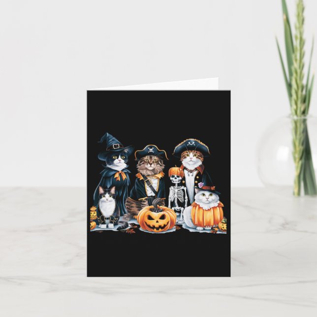 Carte Chats En Costumes Automne Saison Halloween Fun Cha (Devant)