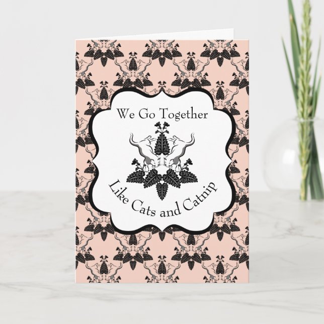 Carte Chats et de la nourriture Damas Look Anniversaire (Devant)