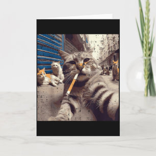 Carte Chats Gangster Rues Chats Selfie Drôle Mème Humour