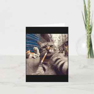 Carte Chats Gangster Rues Chats Selfie Drôle Mème Humour