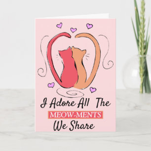 Carte Chats J'adore tous les Meow-ments Valentine Hearts