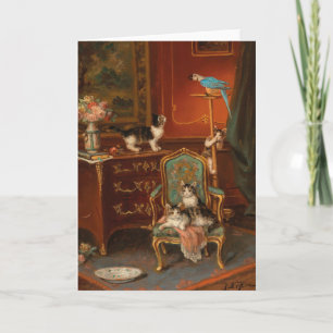 Carte Chats jouant avec un perroquet   Jules Le Roy