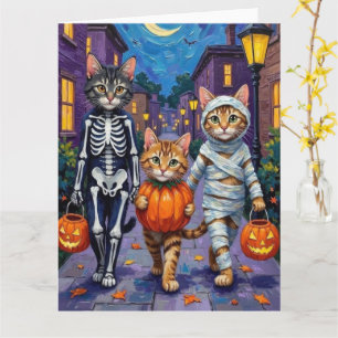 Carte Chats Maine Coon faisant Trick-or-Treat pour Hallo