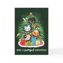 Chats mignons dans l'arbre de Noël avec des cadeau