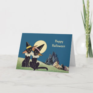 Carte Chats noirs d'Halloween vintage