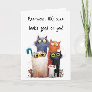 Carte Chats originaux avec de grands yeux pour un vœu d'