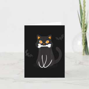 Carte Chats squelette de chat noir Halloween
