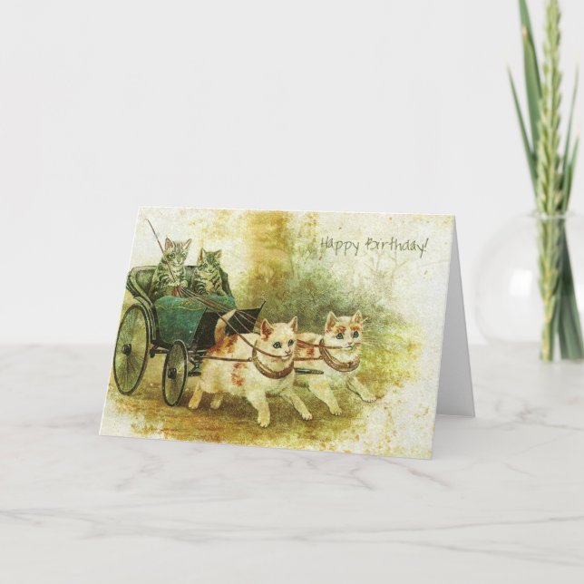 Carte Chats Vintages d'anniversaire (Devant)