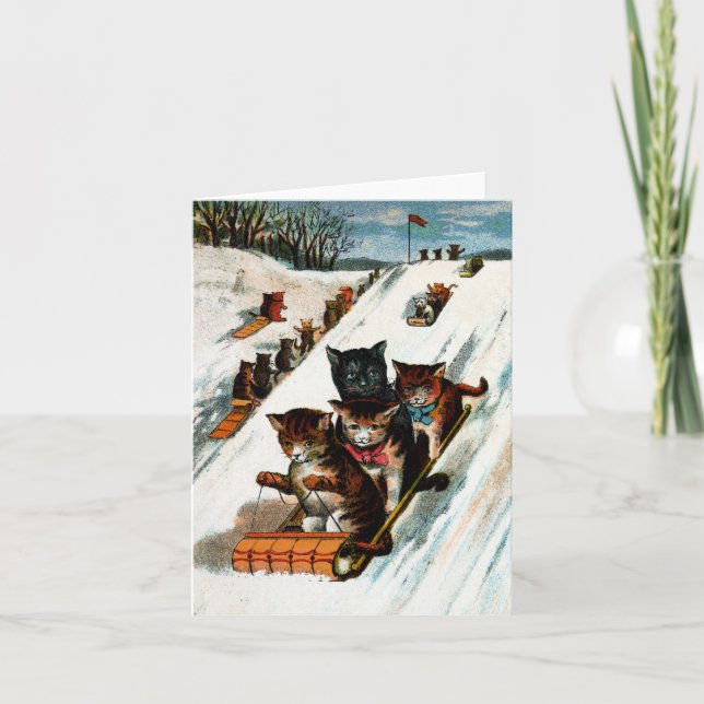 Carte Chats vintages de toboggan (Devant)