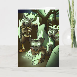 Carte Chats zombies d'Halloween