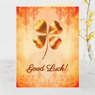 Carte Chaud Orange Gold Vintage Style Bonne Chance