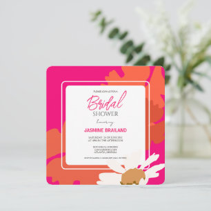 Carte Chaud rose et orange marmite Abstraite florale