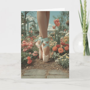 Carte Chaussures de ballet sur pointes dans un jardin fl
