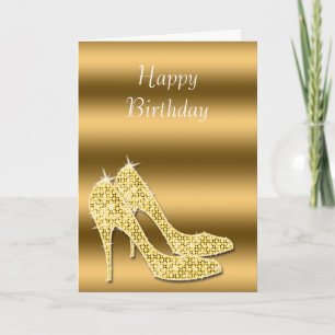 Carte Chaussures Glitzy Sparkly Gold Stiletto
