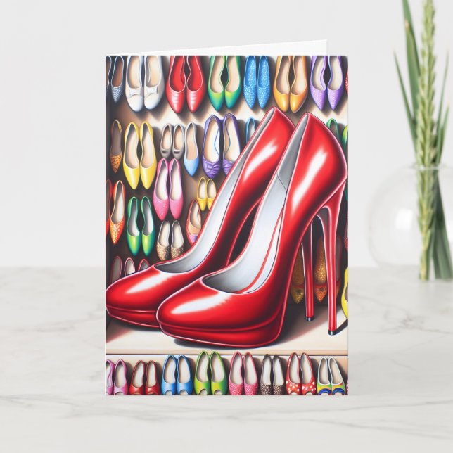 Carte Chaussures Red Stiletto Anniversaire (Devant)