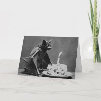 Carte Chauve-souris avec gâteau d'anniversaire