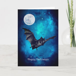 Carte Chauve-souris effrayante volant Halloween