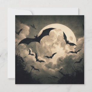 Carte Chauves-souris et Pleine lune Éffrayante Goth Anti